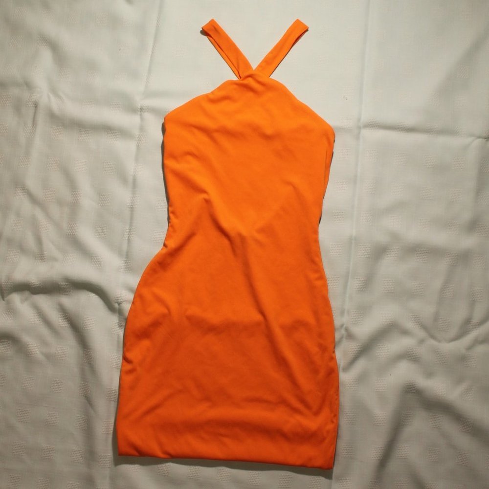 Orange bodycon party dress